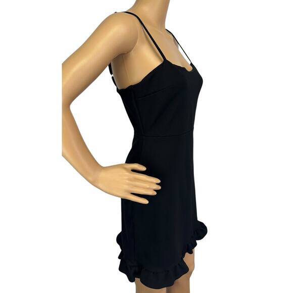 Lulus Spoonful of Sass Ruffled Bodycon Mini Dress Black Ponte Knit Size M - Picture 6 of 15